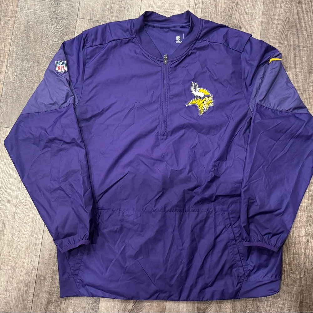 Men’s NIKE NFL Minnesota Vikings Sideline 1/4 Zip Jacket Pullover Windbreaker XL
